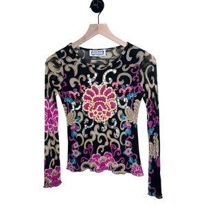 KOKOMO Vintage Y2K Paillette Sheer Top